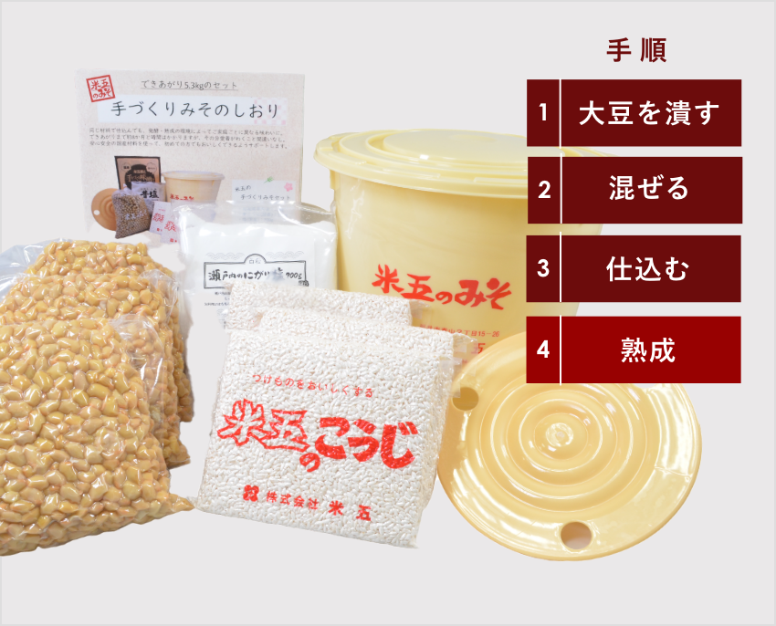 煮大豆手作り味噌セット(出来上がり約5.3kg)【冷蔵便】