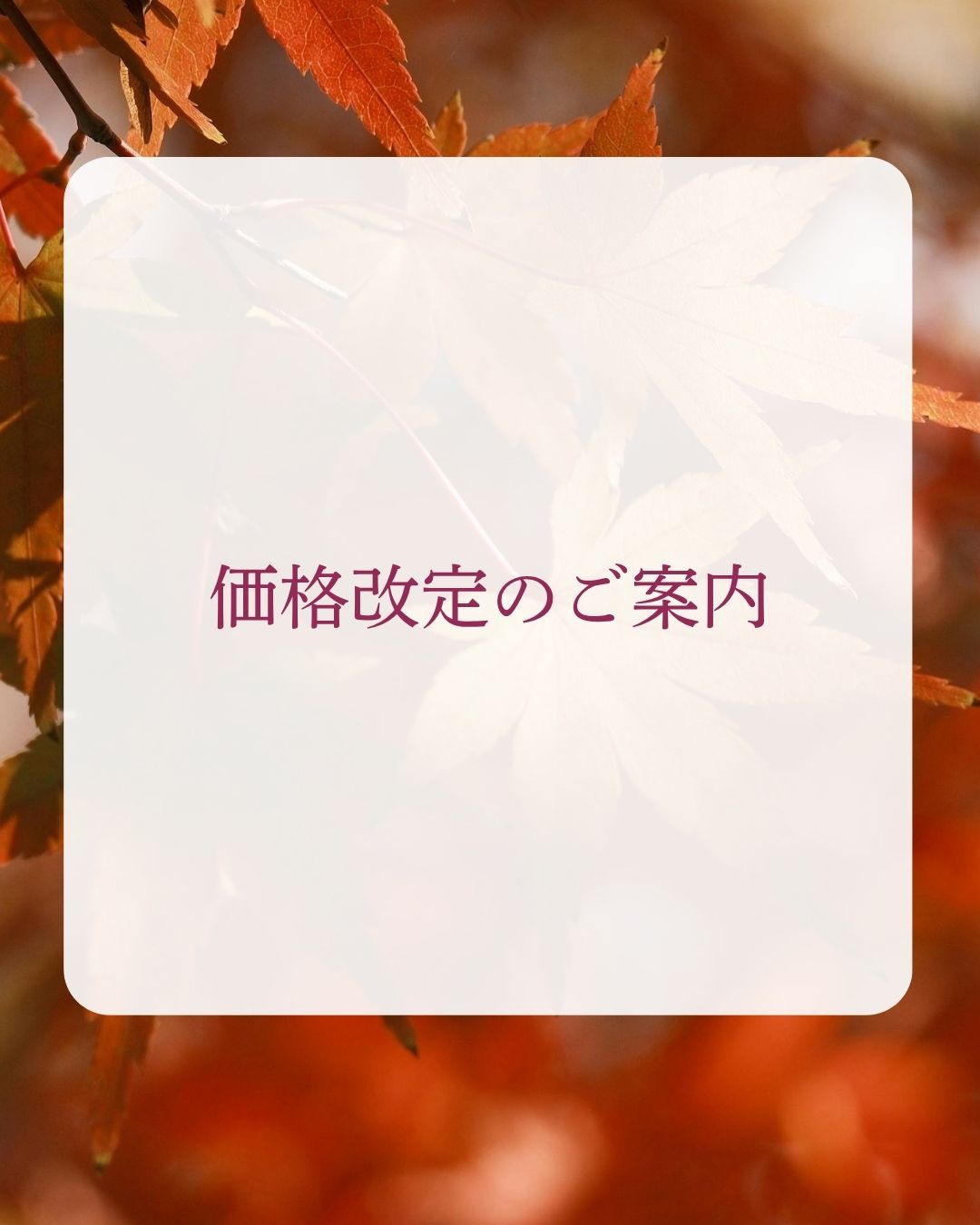 価格改定のご案内
